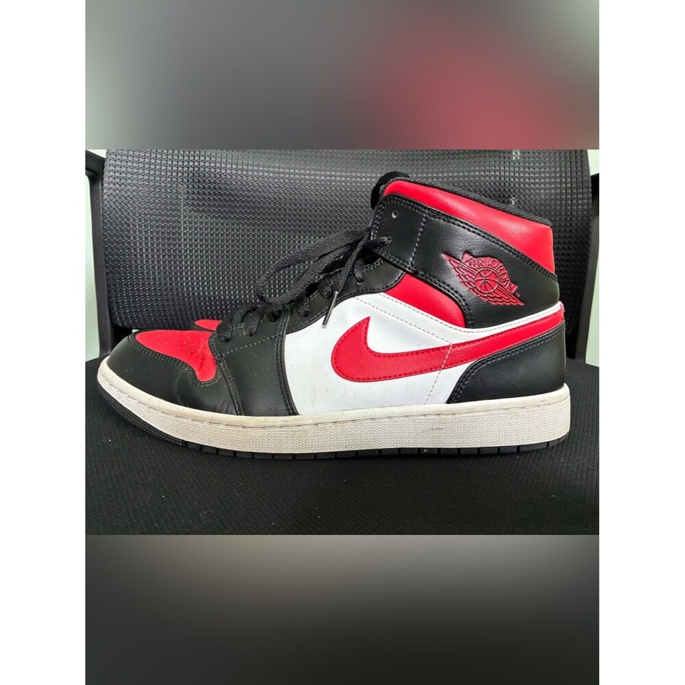 Nike Air Jordan 1 Mid White Bred Toe MENS Sz 12 #554724-079